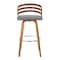 Armen Living Jayden 30" Bar Height Swivel Gray Faux Leather and Walnut Wood Bar Stool LCJYBAGRWA30 - alternate 3